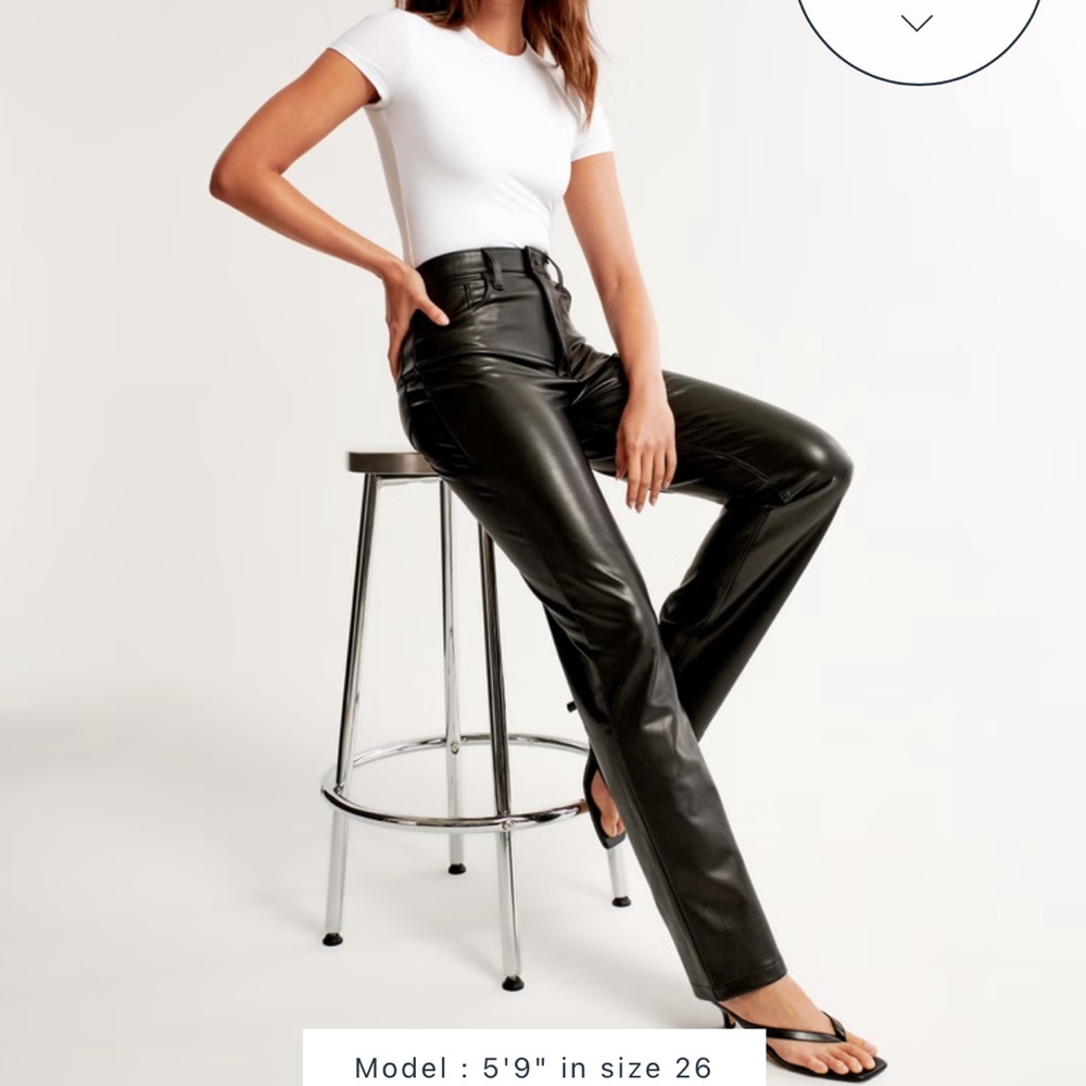 New Abercrombie & Fitch Vegan Leather 90’s Straight Ultra High Rise pant 16 long